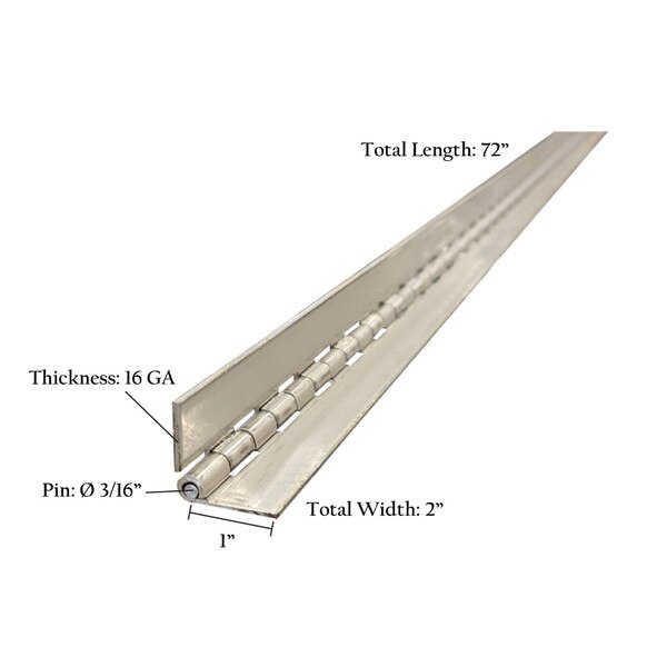 PIANO HINGE SS 2" X 72" X 3/16" PIN16G Spring Creek Products